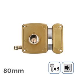 Edm Cerradura derecha 80mm acero dorado 3 llaves incluidas