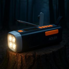 Adler AD 1920 Radio de Emergencia Solar Manivela Bluetooth Powerbank 4500 mAh Linterna LED 4W FM AM SW