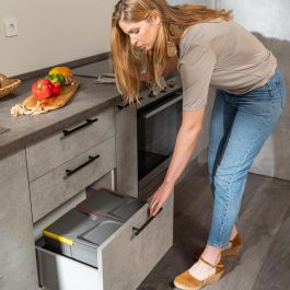 Emuca Lote de 10 tiradores para mueble Orlando, L336mm, intereje 256mm, Acero, Pintado negro