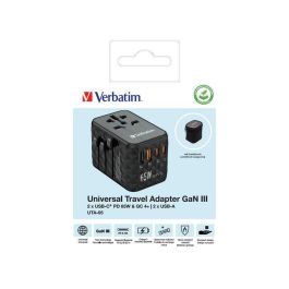 Verbatim Adaptador Universal de Viaje UTA-05 con 2 Puertos USB-C y 2 Puertos USB-A, Carga Rápida