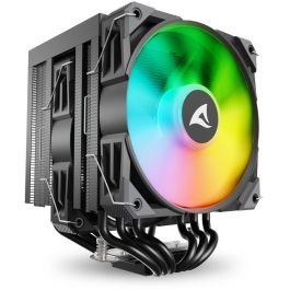 Sharkoon A60 RGB Refrigerador de Aire para CPU Doble Torre con 2 Ventiladores 120mm PWM, RGB, 6 Tubos Calor Cobre, 260W TDP Negro