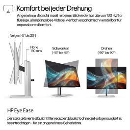 HP Monitor 23.8" 724PF Serie 7 Pro, Full HD IPS 100Hz, 5ms, Negro/Plata