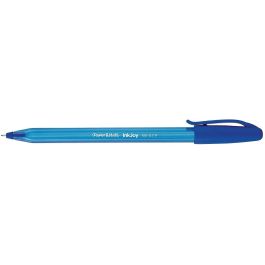 Paper Mate Bolígrafo InkJoy 100 con Capuchón, Pack 5 Azul, Punta Fina 0.7mm, Cuerpo Hexagonal, Blister