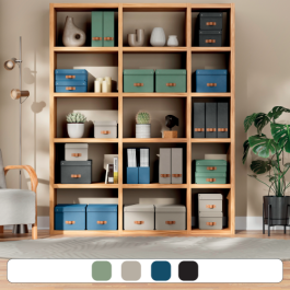 Leitz Caja de Almacenaje Pequeña de Cartón con Tapa, Asa Piel, Beige, 7L, A5, 83x232x302 mm, Set 2 Unidades