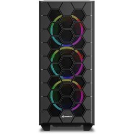 Sharkoon RGB HEX Caja PC Semitorre ATX con 6 Ventiladores ARGB Preinstalados, USB-C 3.2 Gen2, Cristal Templado, Negro