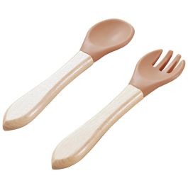 Tom et Zoe Juego de 2 Cubiertos para Bebé Puericultura - Gris, Amarillo, Rosa, Azul