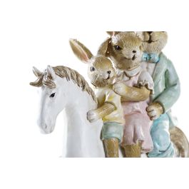 DKD Home Decor Figura Decorativa Shabby de Conejitos en Resina Multicolor, Juego de 4 Unidades, Medidas 6.5 x 20.5 x 19 cm