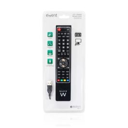 Ewent EW1570 Mando a distancia universal 4 en 1, programable por PC Windows para TV, DTT, SAT, DVD, Blu-ray, Proyector, Barra de sonido, VCR. Negro
