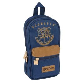 Safta Plumier Mochila Vacío Harry Potter "Magical" 12x23x5cm Azul Marino y Marrón Poliéster y Polipiel