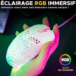 The G-Lab KULT-OXYGEN Ratón para Juegos con Cable RGB 12800 DPI Blanco