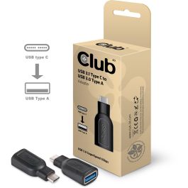 Club3D Adaptador USB 3.1 Tipo C a USB 3.0 Tipo A, Conectores Macho/Hembra, Cable de 0.043m, Negro