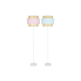 DKD Home Decor Lámpara Pie Rosamary Urban Rosa Verde Jade Metal Poliester 38 x 154 x 38 cm (2 Unidades) E27