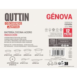 Batería de Cocina 12 Piezas Acero Inducción Genova - Quttin (2 Unidades) Batería de Cocina 12 Piezas Acero Inducción Genova - Quttin (2 Unidades)