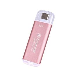Transcend ESD300 - SSD Externo Portátil de 2 TB, USB 3.2 Gen 2x1 (USB-C), Color Rosy Pink, Velocidad de Lectura 1050 MB/s