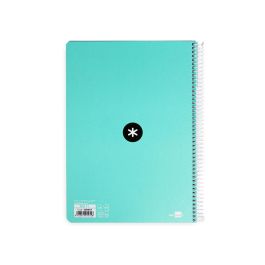 Cuaderno Espiral A4 Antartik Tapa Dura 80H 90 gr Cuadro 4 mm Con Margen Color Menta