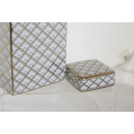 DKD Home Decor Jarrón Blanco Dorado Glam 14.5 x 30 x 14.5 cm