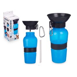 Bebedero Portátil Mascota Mascow 500 ml Azul/Negro 11x26.5x11 cm (12 Unidades)