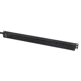 Lanview Regleta de alimentacion para rack UK 13A con 10 enchufes UK y cable de 5m PDU vertical 1,4U