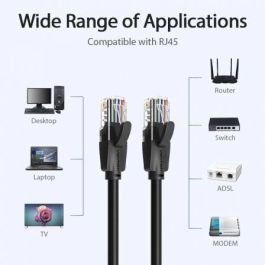 Vention IBEBH Cable de Red Ethernet RJ45 UTP Cat.6 Gigabit 1000Mbps, 2 metros, Negro, Contactos chapados en oro