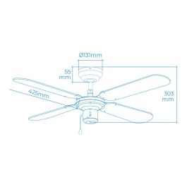 Edm Ventilador de Techo Baltico Blanco 50W Ø102cm 4 Aspas Reversibles