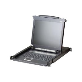 Aten CL1000 17" Consola KVM con Panel LCD LED Retroiluminado, Teclado y Touchpad Integrados, Montaje en Rack 1U Slideaway