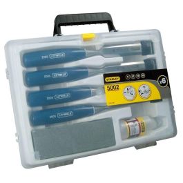 STANLEY 4 ABS Cinceles de Madera Set de 4 piezas (6, 12, 18, 25 mm) con Aceite, Piedra y Mango Polipropileno Irrompible STANLEY 4 ABS Cinceles de Madera Set de 4 piezas (6, 12, 18, 25 mm) con Aceite, Piedra y Mango Polipropileno Irrompible