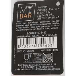 Panera Oval Metal 23x16.5x5.5 cm - My Bar (12 Unidades) Panera Oval Metal 23x16.5x5.5 cm - My Bar (12 Unidades)