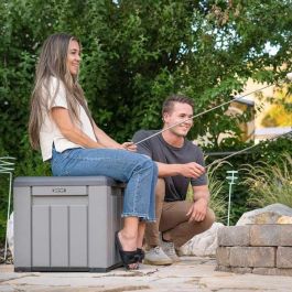Cubo almacenamiento gris con puertas y techo abatibles lifetime 51,2x51,2x50,8 cm Cubo almacenamiento gris con puertas y techo abatibles lifetime 51,2x51,2x50,8 cm
