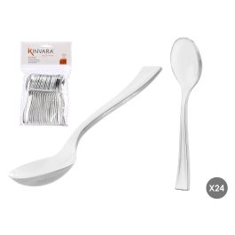 Kinvara Set de 24 Cucharas de Café de Plástico Plateado 10x16x2 cm (48 Unidades)