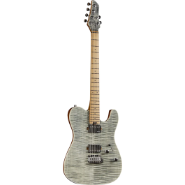 Eko Tero 801 Musa Guitarra Eléctrica - Grey Flamed Eko Brillante 6 Cuerdas Cuerpo Aliso Tapa Arce Flameado