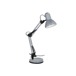 Q-connect Lámpara de Escritorio Polaris Metálica con Interruptor, Brazo Doble y 3 Articulaciones, Color Plata