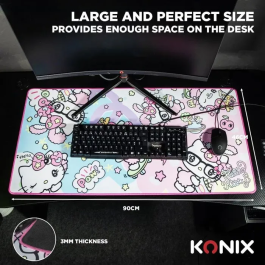 Konix Alfombrilla de Ratón para Juegos Hello Kitty XXL 90 x 46 cm Superficie Microfibra Antideslizante