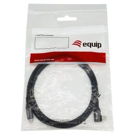 Equip Cable USB-C 2.0 Macho Macho Acodado 90° 100W Con Chip E-Mark Color Negro 3.0m Malla algodon trenzado Carcasa Conector Aluminio
