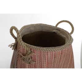 DKD Home Decor Cesta Balines Decorativa de Fibra, Colores Rojo y Azul Surtidos, 40x45x40 cm, Pack de 2 Unidades