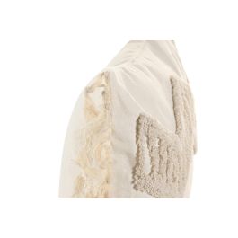 DKD Home Decor Cojín Urban de Poliéster Crudo 45 x 45 cm (Pack de 2) con Cremallera y Aplicaciones