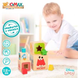 WOOMAX Torre de Cubos de Madera Disney 8 Piezas para Niños +12 Meses