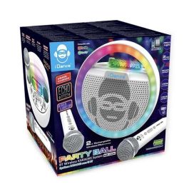 Altavoz karaoke con forma circular y luces disco. incluye 2 microfonos inhalambricos 21,5x22x15 cm