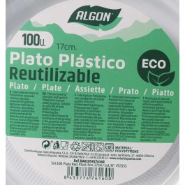 Set de 100 platos redondos ecológicos de plástico, 17 cm - Algon (10 Cajas) Set de 100 platos redondos ecológicos de plástico, 17 cm - Algon (10 Cajas)