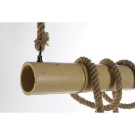 DKD Home Decor Lámpara Techo Balines Bambú Cuerda Metal Marrón Claro 15 x 15 x 51 cm (2 Unidades)