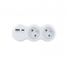 Lote 2 dominó CHACON - 47002 - 2x16A con USB-A +USB-C - Blanco (FR)