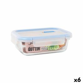 Fiambrera Hermética Quttin Boho Transparente Rectangular 600 ml (6 Unidades)