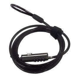 Ewent Cable de Seguridad EW1238 para Portátiles con Ranura NANO, Combinación de 4 Dígitos, 1.8m, Acero Galvanizado