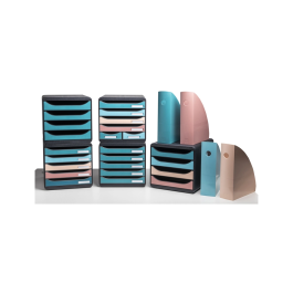 Exacompta Fichero Cajones Sobremesa Skandi DIN A4+ Polipropileno Reciclado 6 Cajones Colores Surtidos