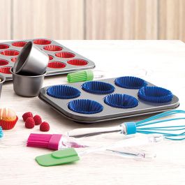 Quid Bandeja Horno 6 Cupcakes Sweet Grey Acero Pintado Antiadherente 27x19x3 cm