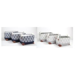 DKD Home Decor Cesta de Almacenaje Decorativa Boho de Poliester Azul Marino y Gris, 2 Sets de 3 Cestas (6 Piezas) - 30x24x40 cm Precio: 60.5. SKU: S3018591