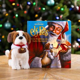 The Elf On the Shelf Set Cuento y Peluche Perro San Bernardo Elf Pets Español para Navidad con Certificado Adopción