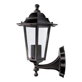 Edm Zurich Aplique Farol Exterior de Pared Negro Aluminio y Cristal E27 60W IP44 Luz Hacia Arriba (Sin Bombilla) Precio: 13.50000025. SKU: B19YNDA8PS
