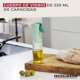 FACKELMANN PULVERIZADOR DE ACEITE DE CRISTAL 220 ML - SPRAY PARA COCINA, SALSA Y ENSALADAS, RECARGABLE, BOTELLA VERTER, DOSIFICADOR DE ACEITE DE OLIVA