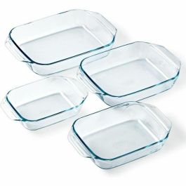 Pyrex 3426470297912 Juego de 4 Fuentes para Horno de Vidrio Rectangular 27/31/35/39 cm