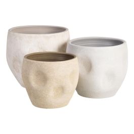 Macetero Crema Cerámica Decoración 40 X 40 X 40 cm